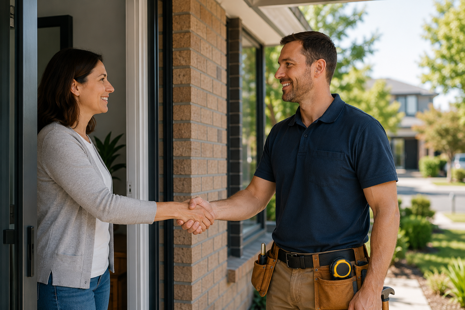 Melbourne handyman services tradesman meeting a homeowner